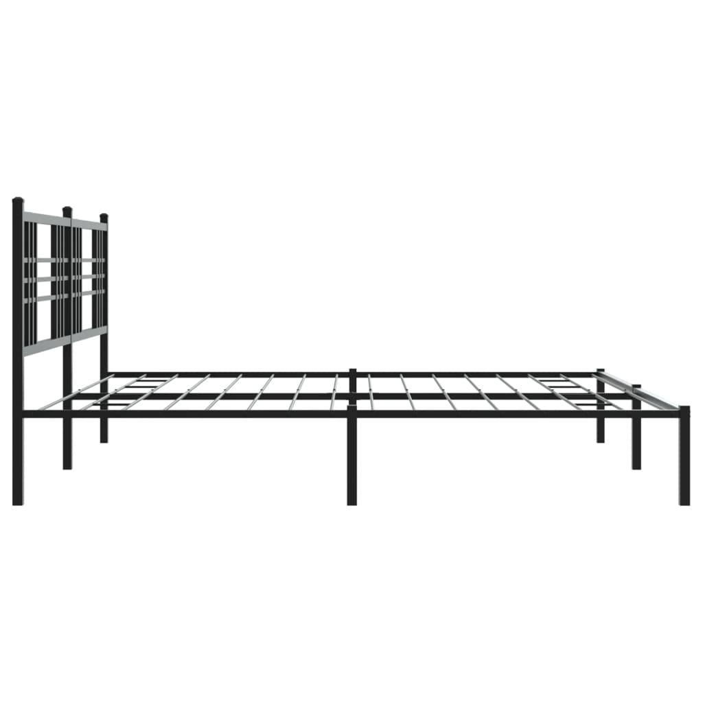 Metal Bed Frame without Mattress with Headboard Black 193x203cm