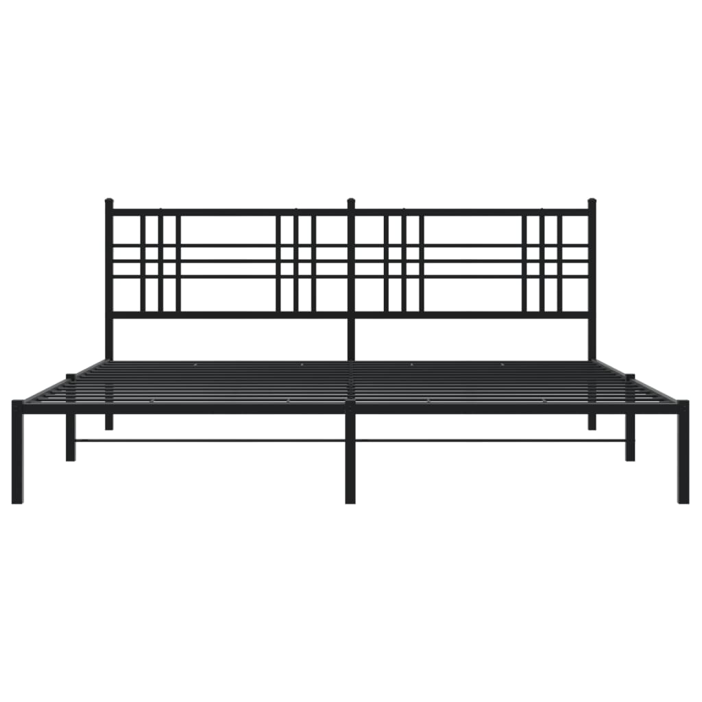 Metal Bed Frame without Mattress with Headboard Black 200x200cm