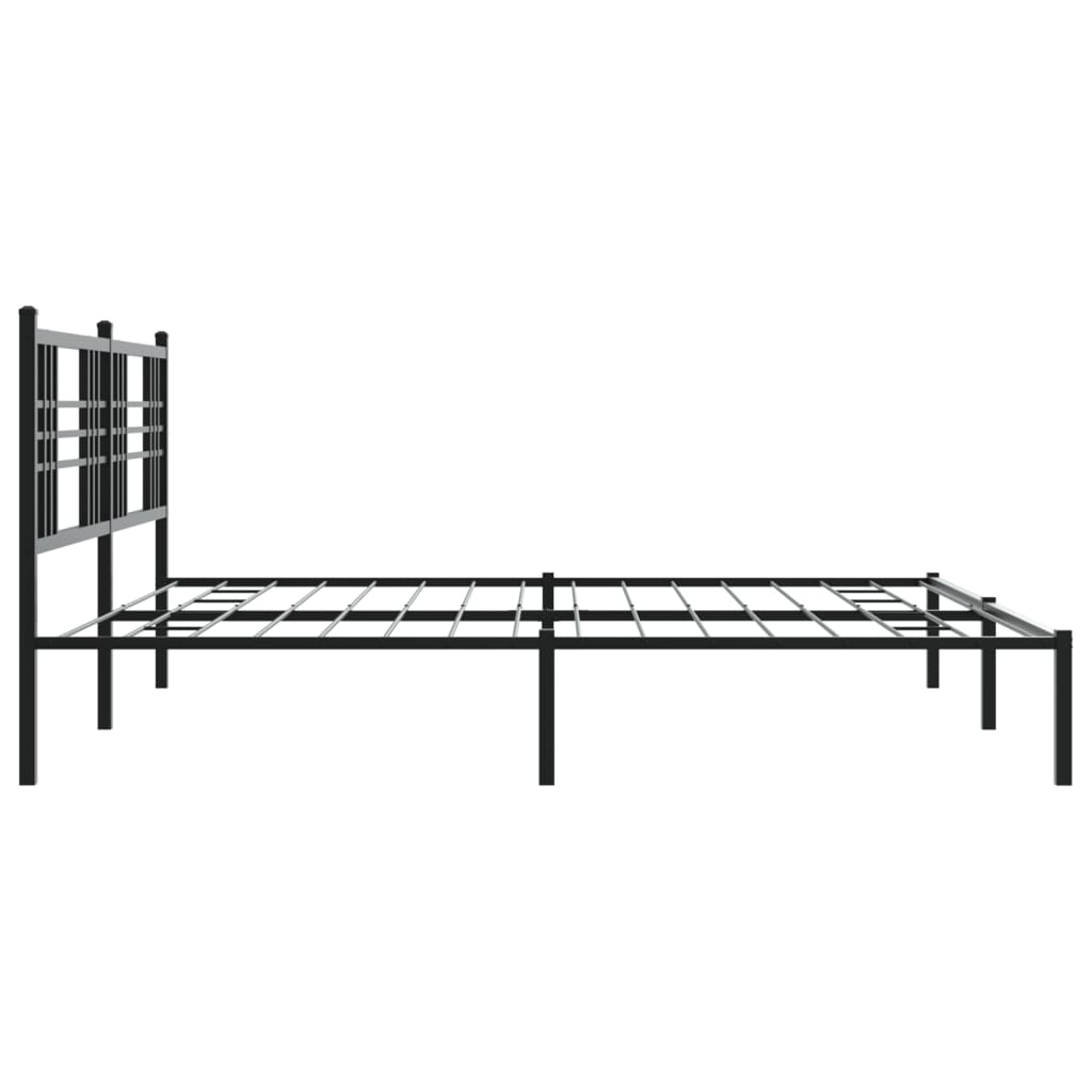 Metal Bed Frame without Mattress with Headboard Black 200x200cm
