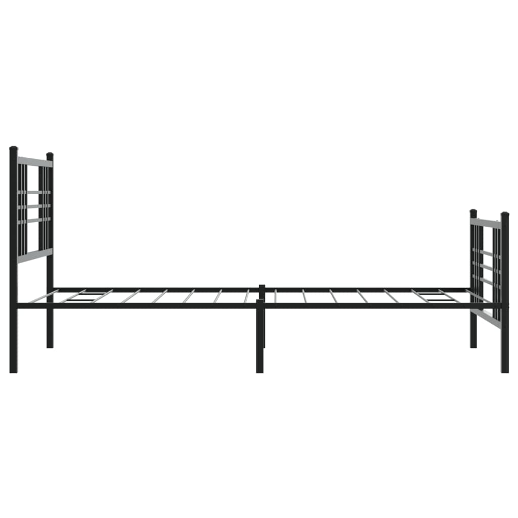 Metal Bed Frame without Mattress with Footboard Black 100x190cm
