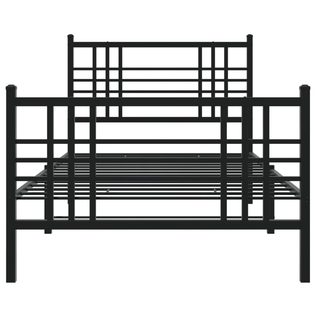 Metal Bed Frame without Mattress with Footboard Black 107x203cm