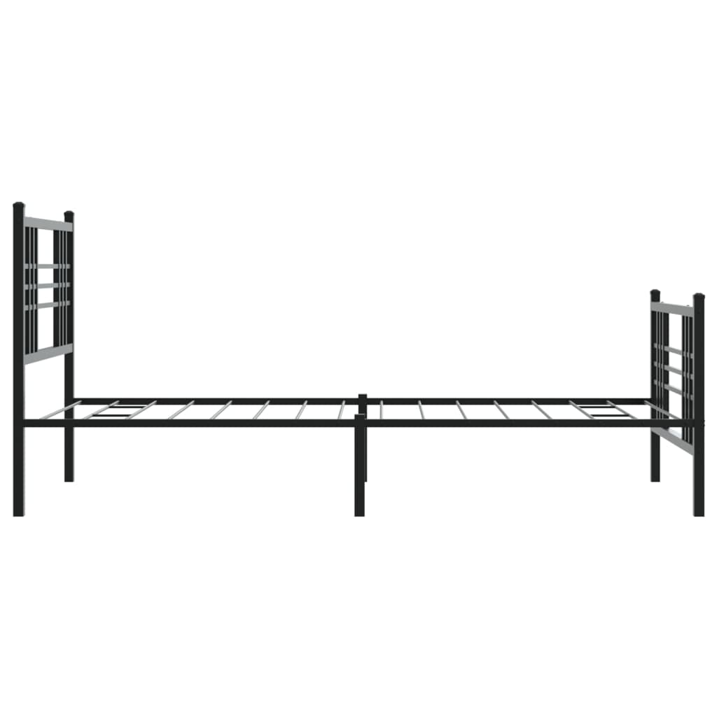 Metal Bed Frame without Mattress with Footboard Black 107x203cm