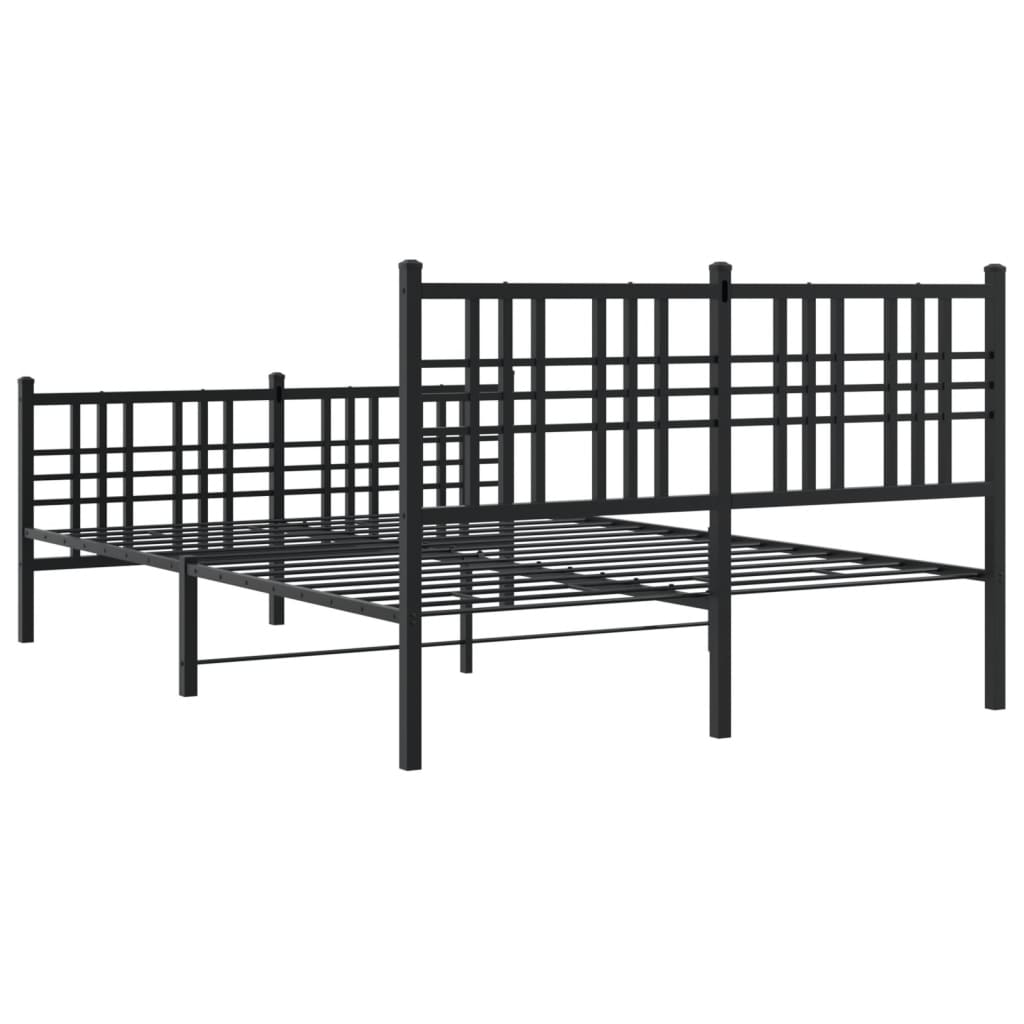 Metal Bed Frame without Mattress with Footboard Black 120x190cm