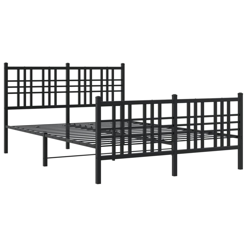 Metal Bed Frame without Mattress with Footboard Black 120x200cm