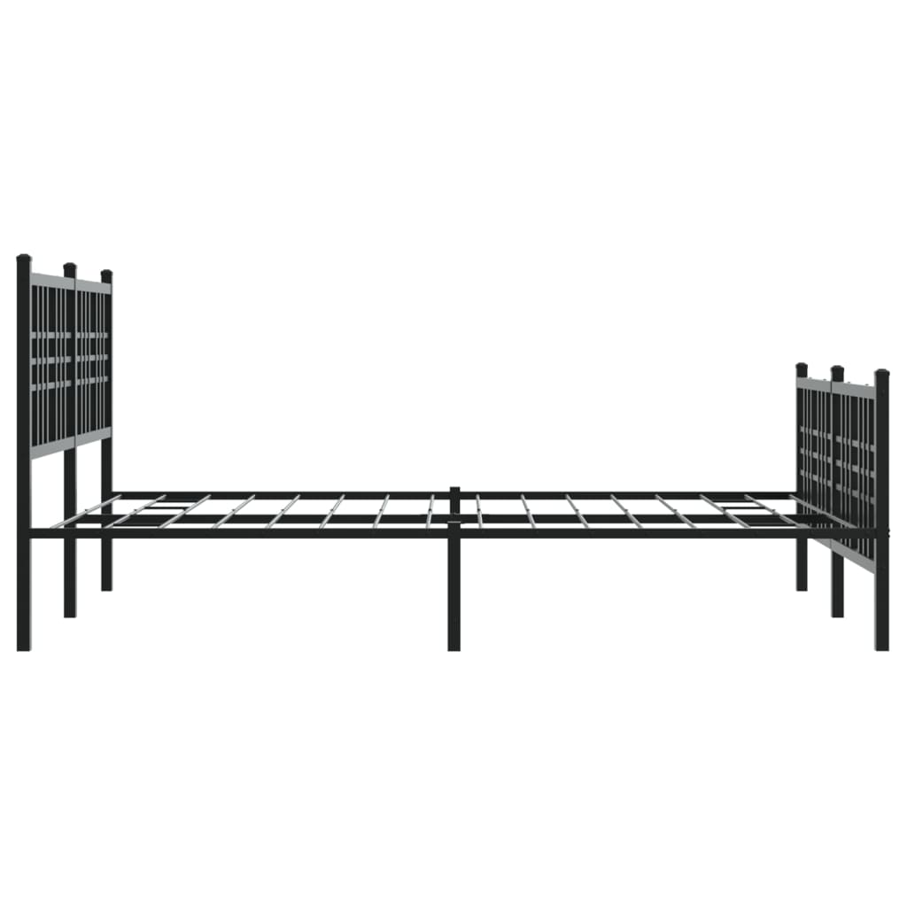 Metal Bed Frame without Mattress with Footboard Black 120x200cm