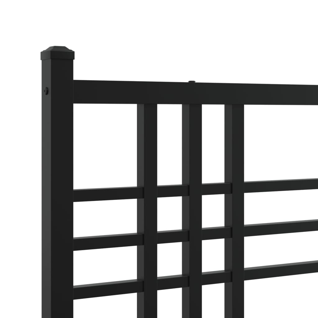 Metal Bed Frame without Mattress with Footboard Black 120x200cm