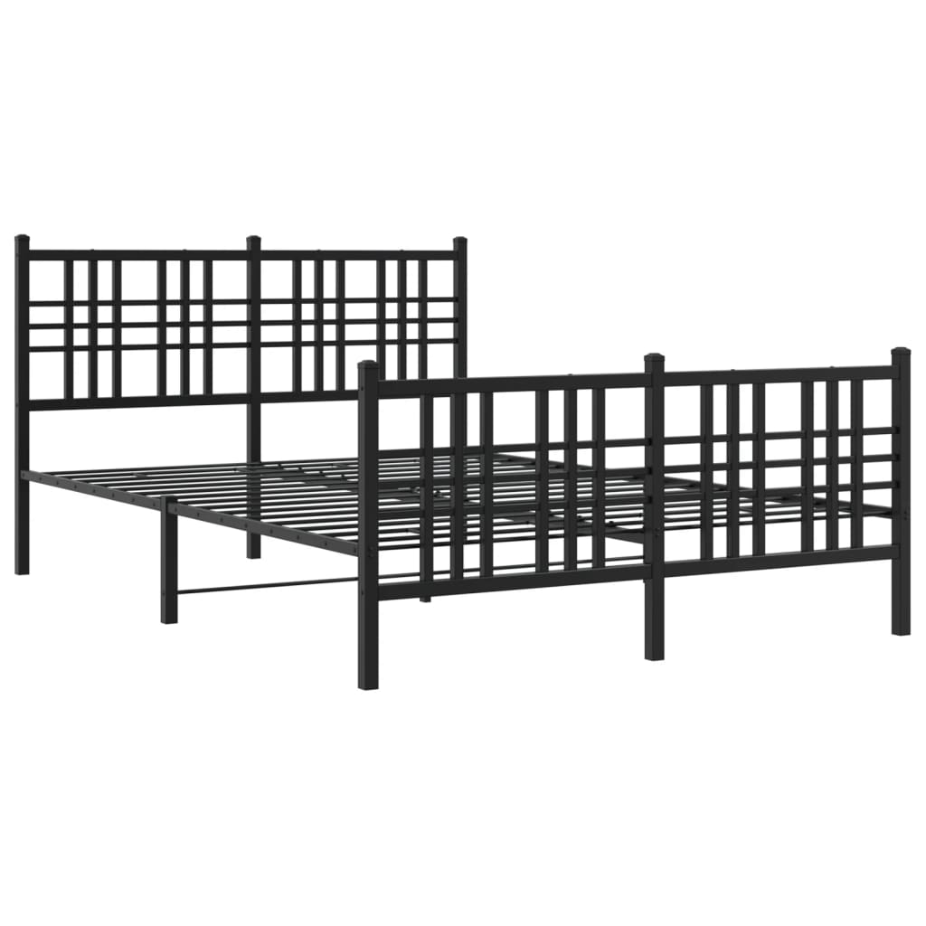 Metal Bed Frame without Mattress with Footboard Black 140x190cm