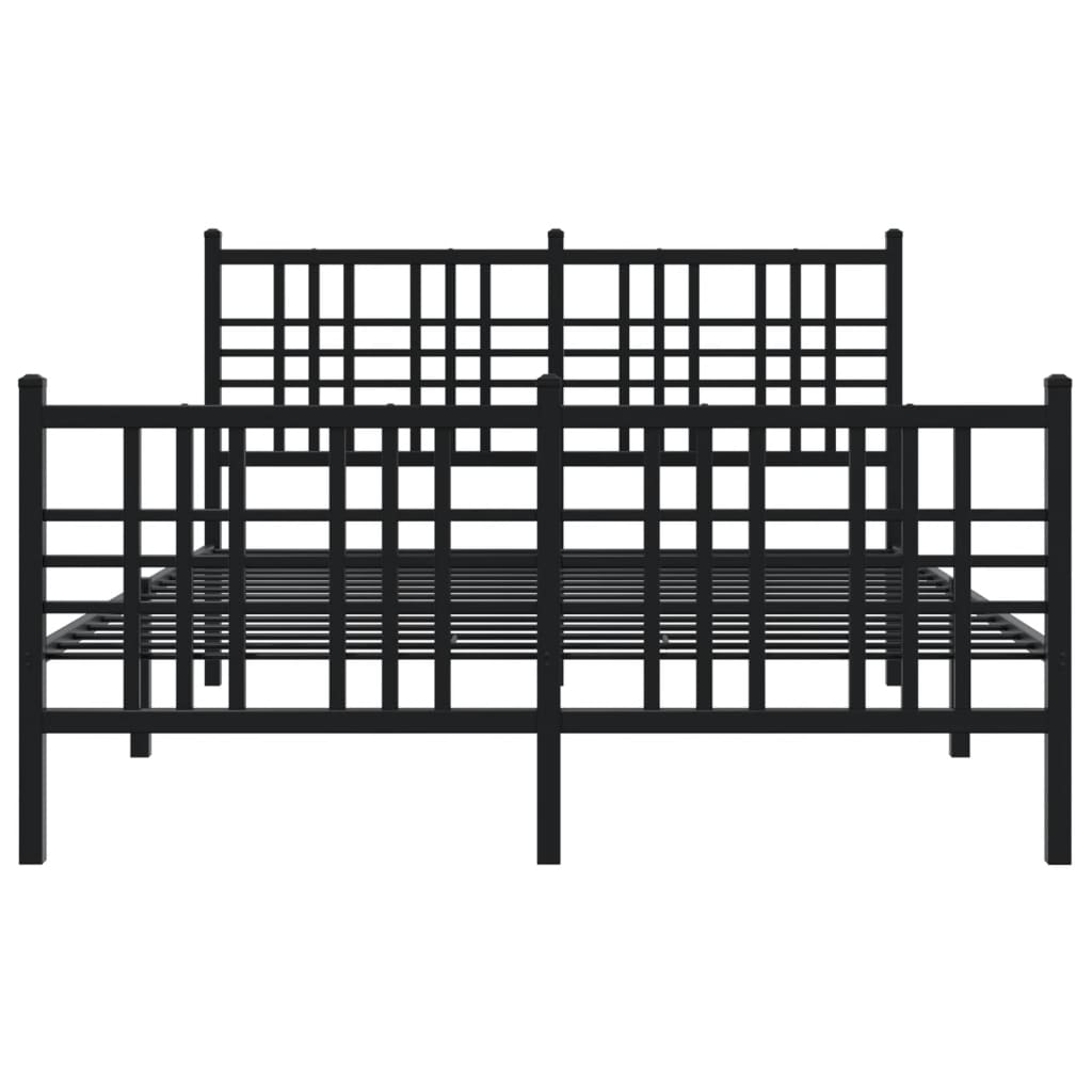 Metal Bed Frame without Mattress with Footboard Black 140x190cm