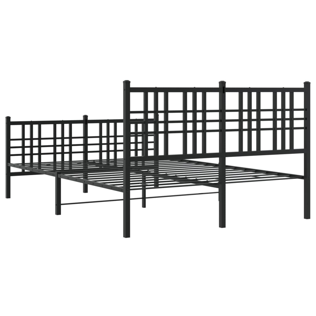 Metal Bed Frame without Mattress with Footboard Black 140x190cm