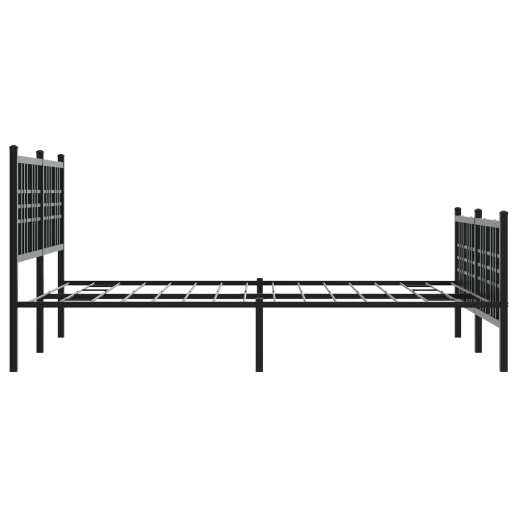 Metal Bed Frame without Mattress with Footboard Black 140x200cm