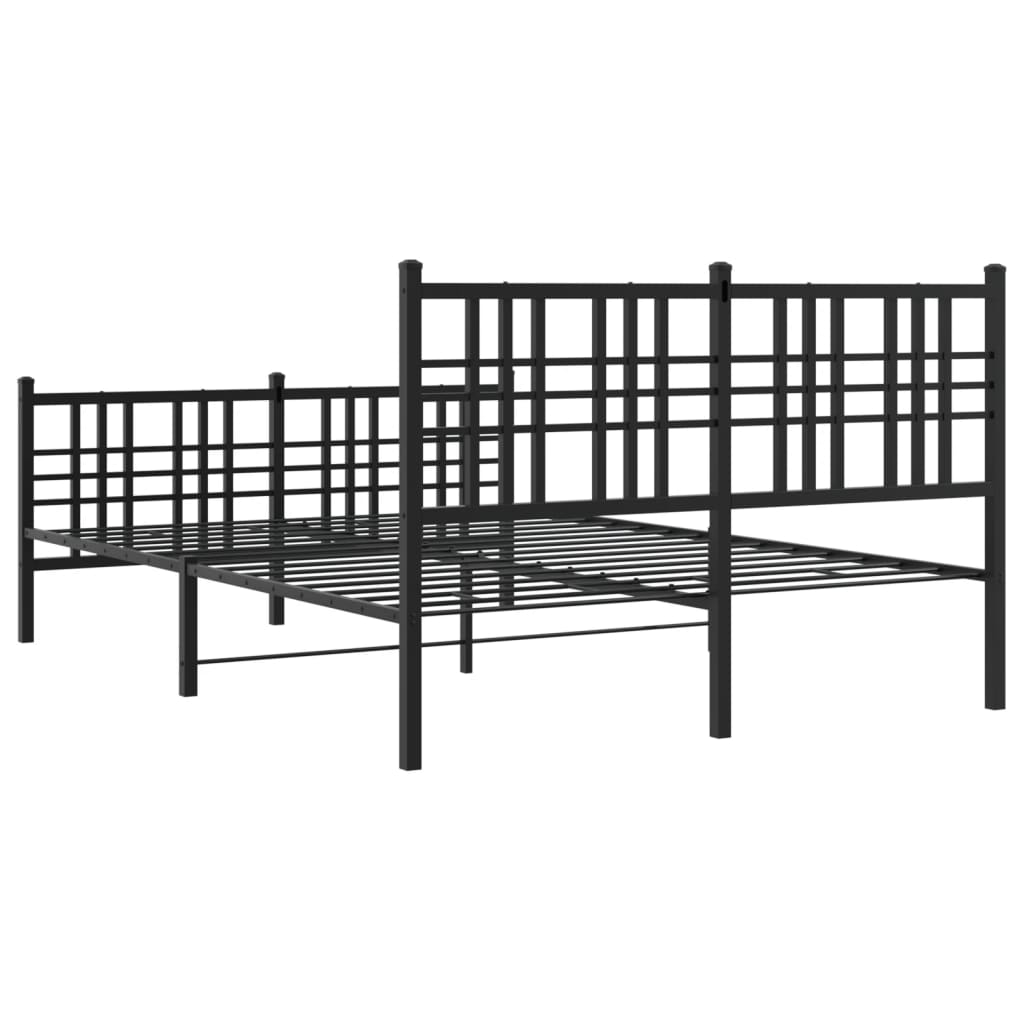 Metal Bed Frame without Mattress with Footboard Black 140x200cm