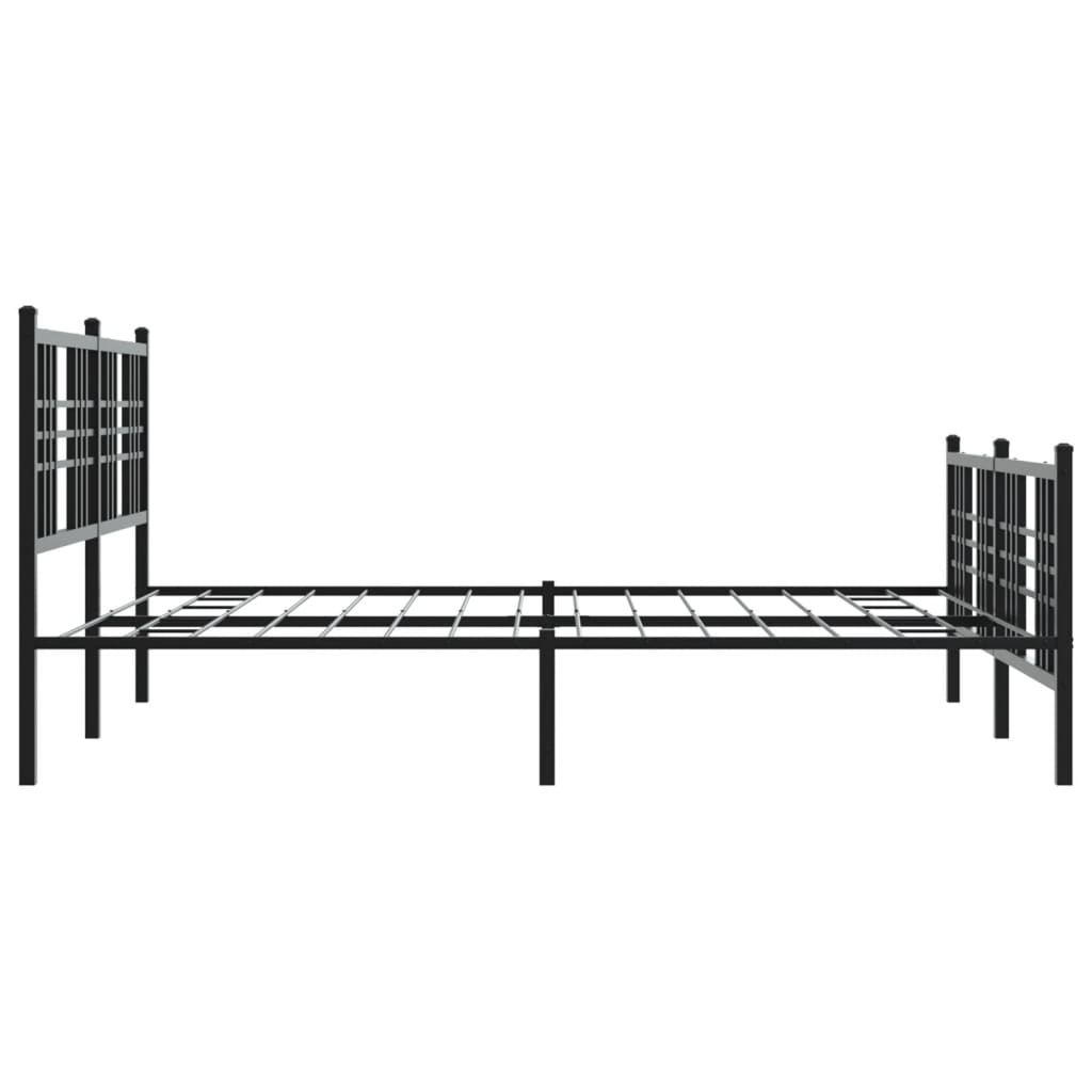 Metal Bed Frame without Mattress with Footboard Black 150x200cm