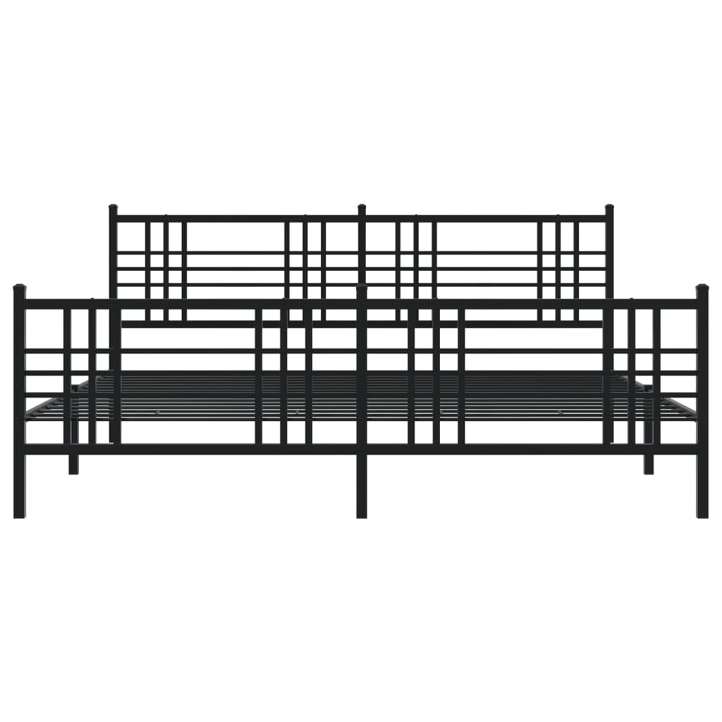 Metal Bed Frame without Mattress with Footboard Black 183x213cm