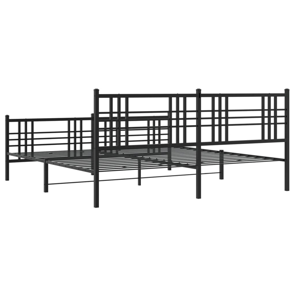 Metal Bed Frame without Mattress with Footboard Black 183x213cm