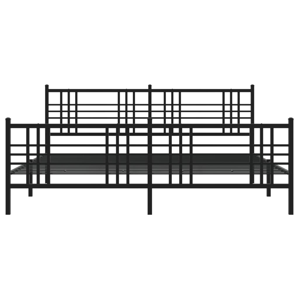 Metal Bed Frame without Mattress with Footboard Black 193x203cm