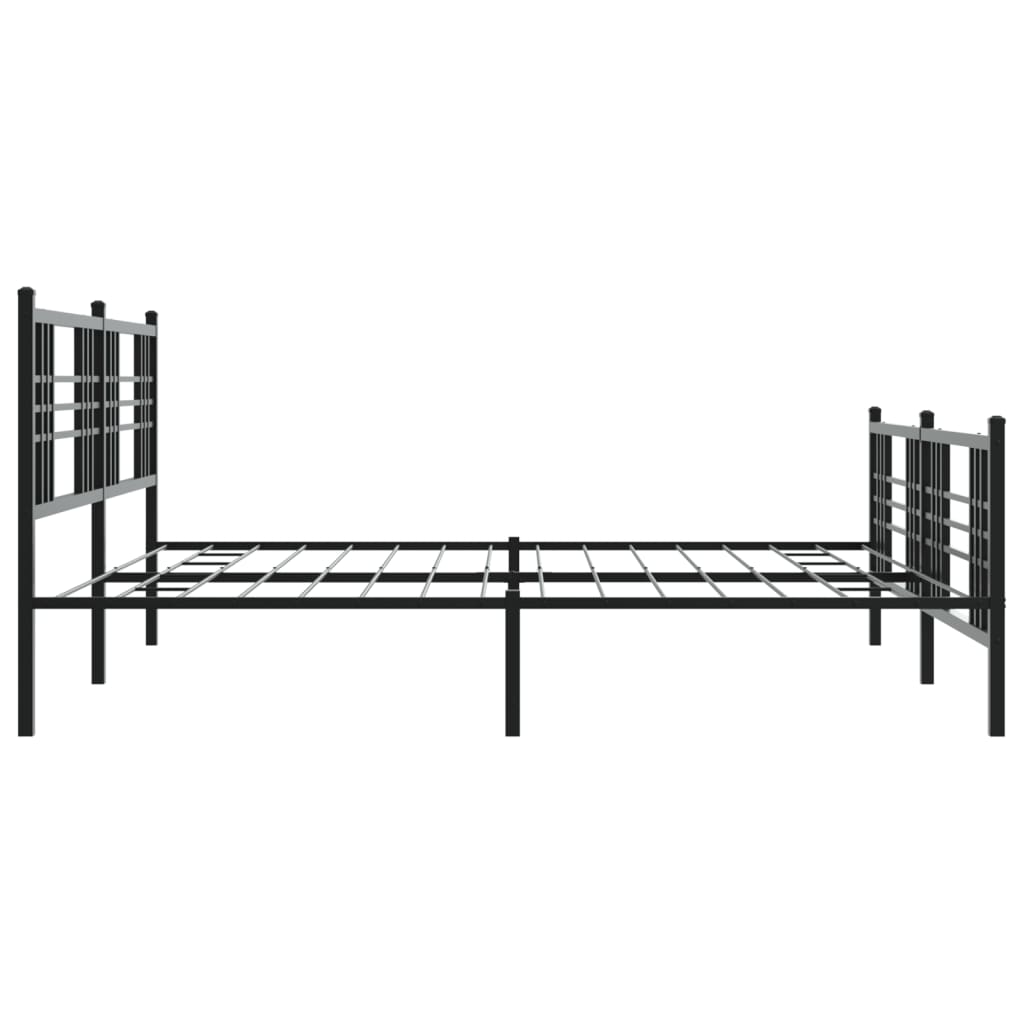 Metal Bed Frame without Mattress with Footboard Black 193x203cm