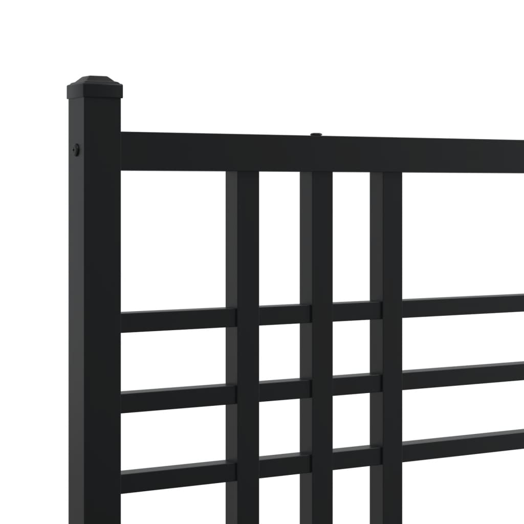 Metal Bed Frame without Mattress with Footboard Black 193x203cm