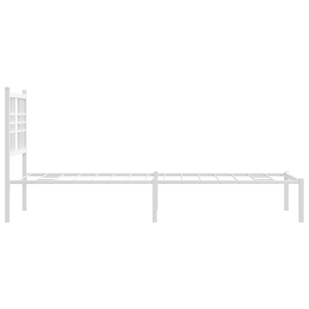 Metal Bed Frame without Mattress with Headboard White 75x190cm