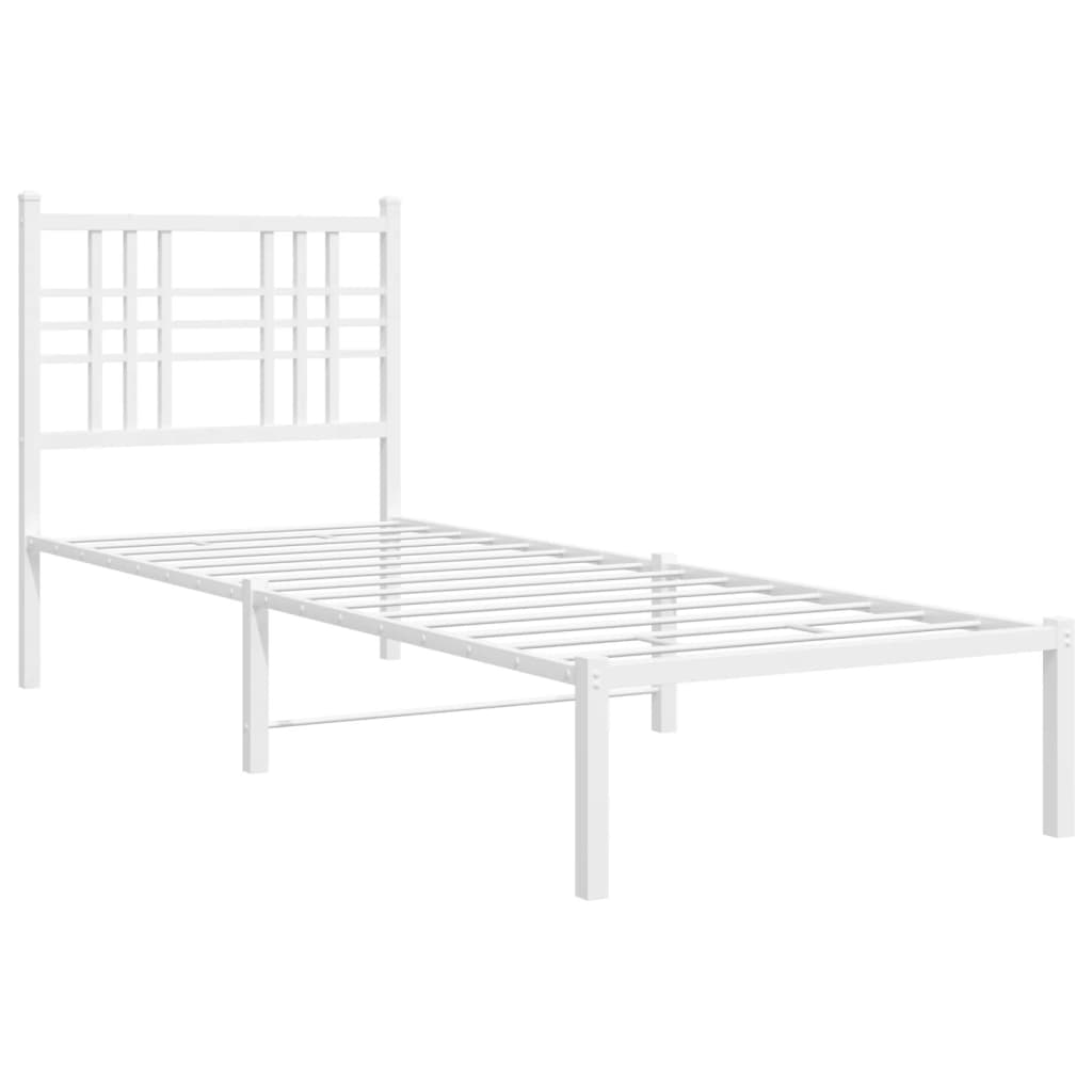 Metal Bed Frame without Mattress with Headboard White 80x200cm