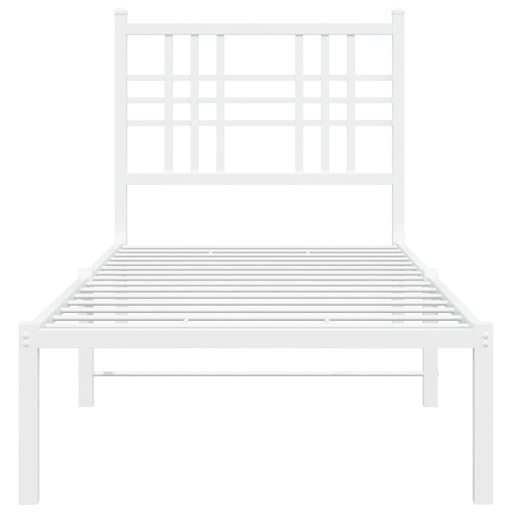 Metal Bed Frame without Mattress with Headboard White 80x200cm