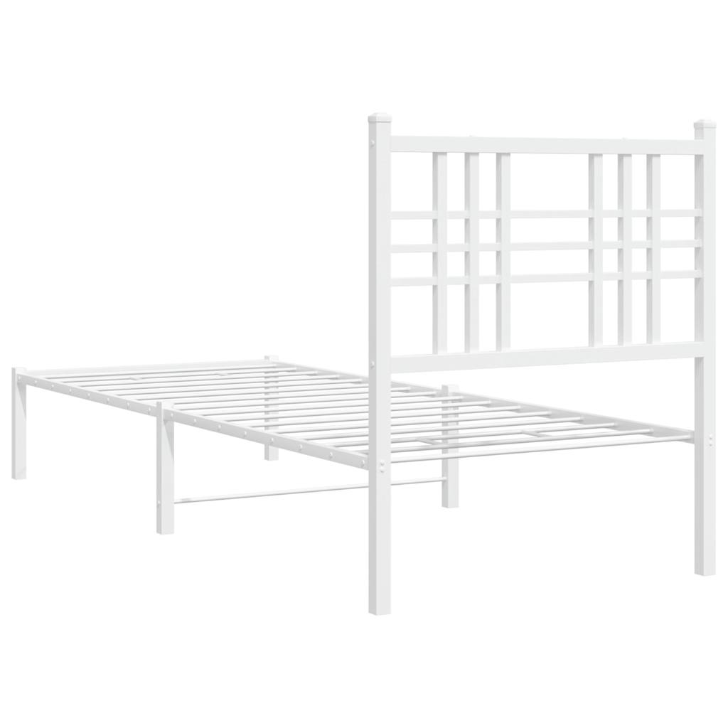 Metal Bed Frame without Mattress with Headboard White 80x200cm