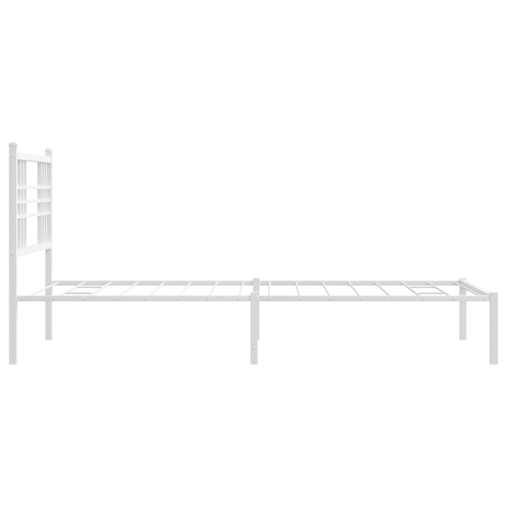 Metal Bed Frame without Mattress with Headboard White 100x190cm