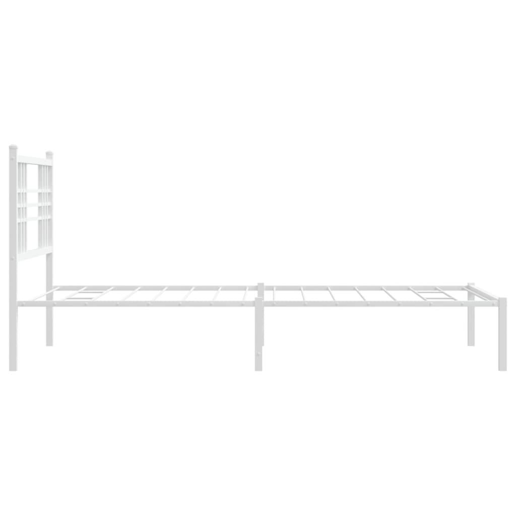 Metal Bed Frame without Mattress with Headboard White 107x203cm