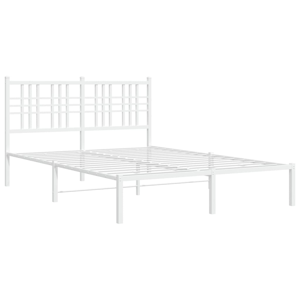 Metal Bed Frame without Mattress with Headboard White 120x190cm