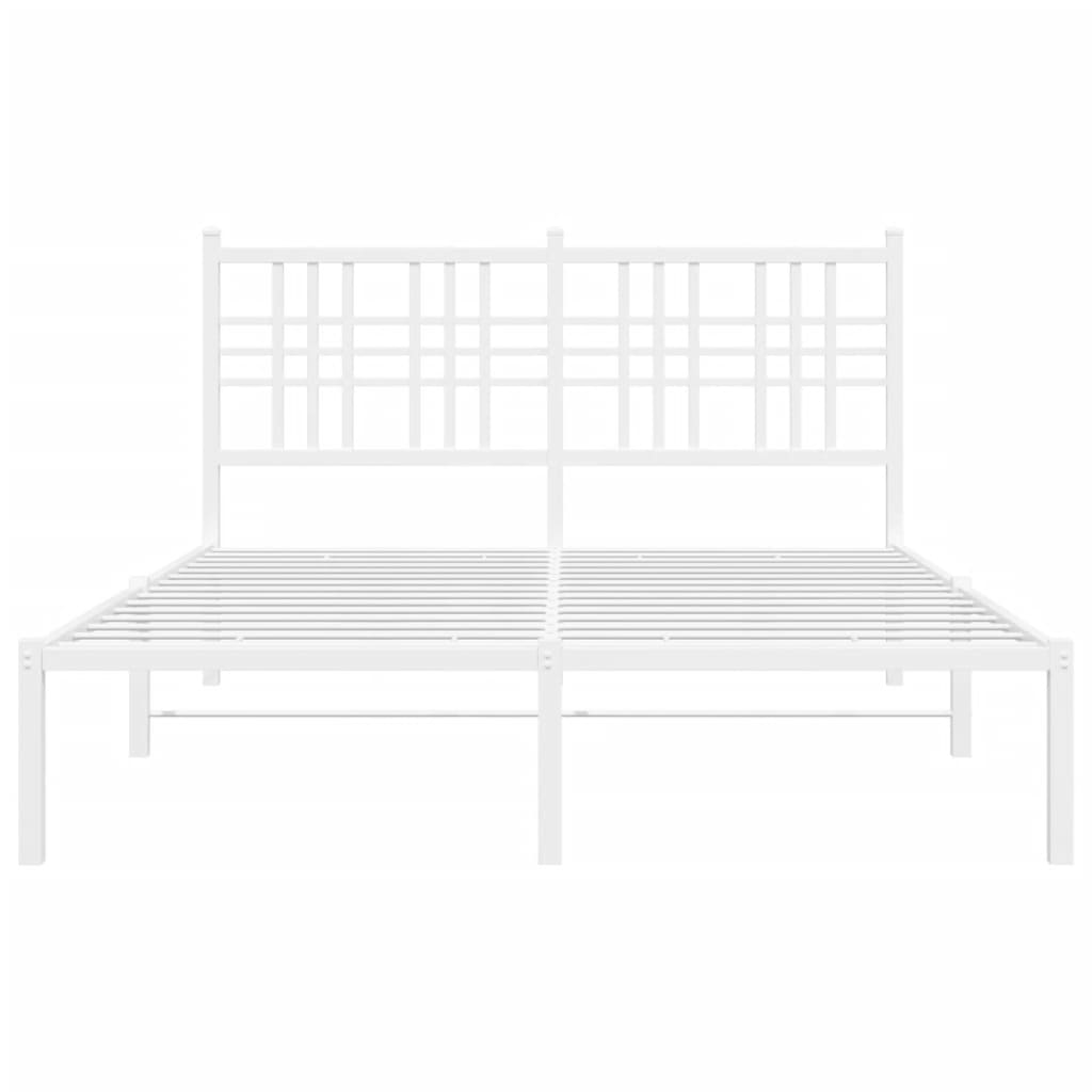 Metal Bed Frame without Mattress with Headboard White 120x200cm