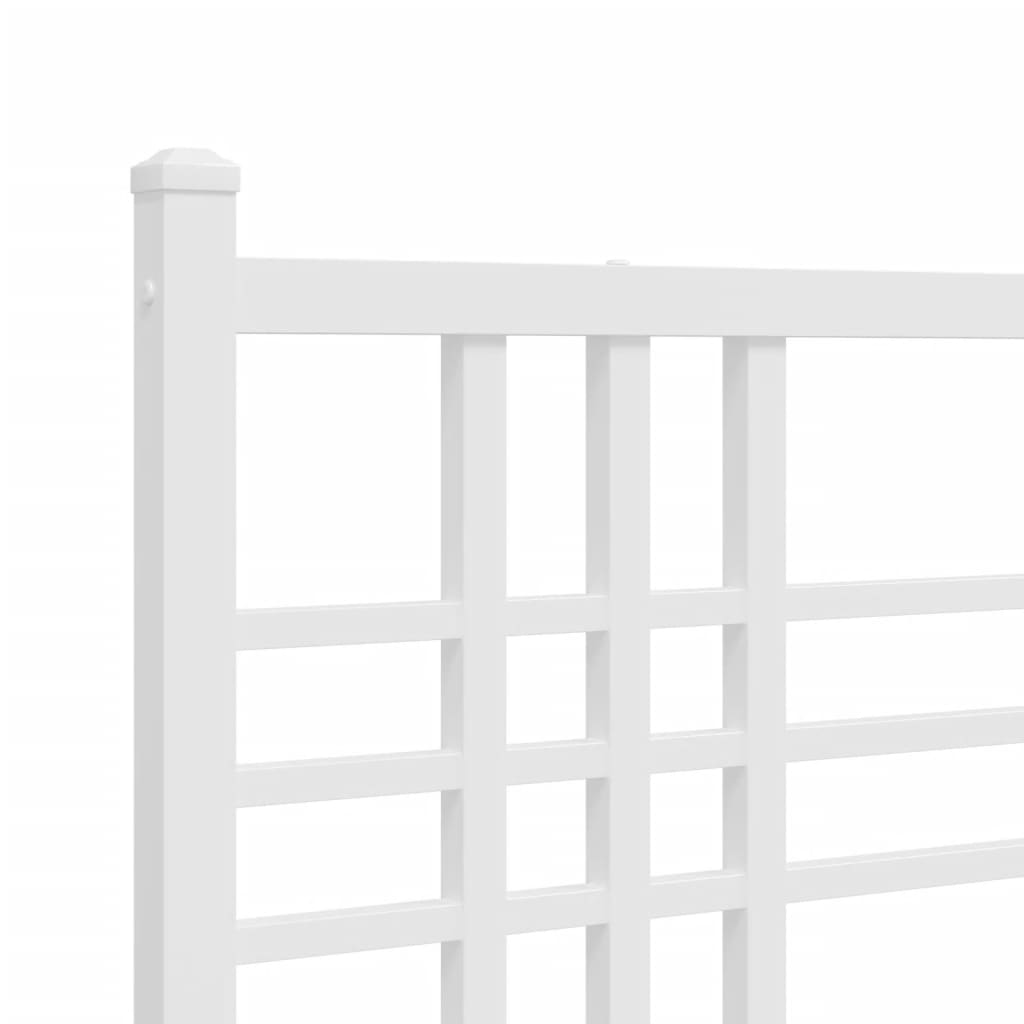 Metal Bed Frame without Mattress with Headboard White 120x200cm