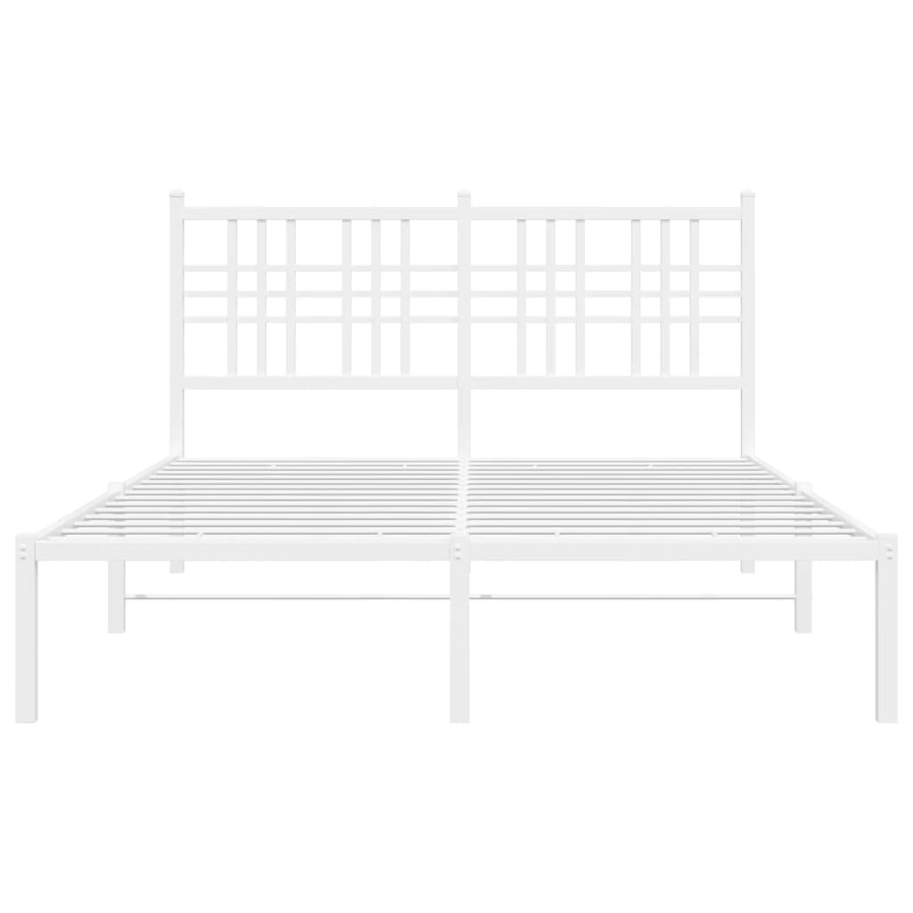 Metal Bed Frame without Mattress with Headboard White 135x190cm