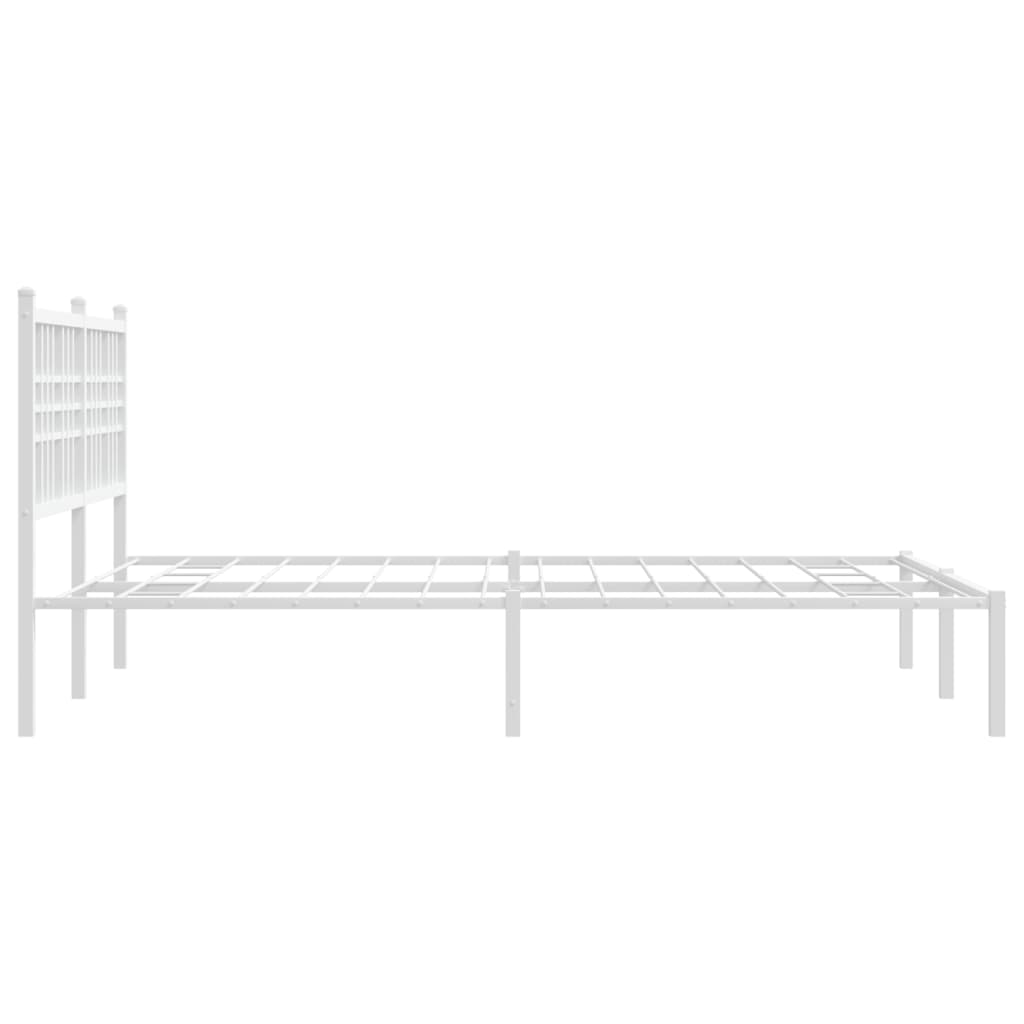 Metal Bed Frame without Mattress with Headboard White 140x190cm