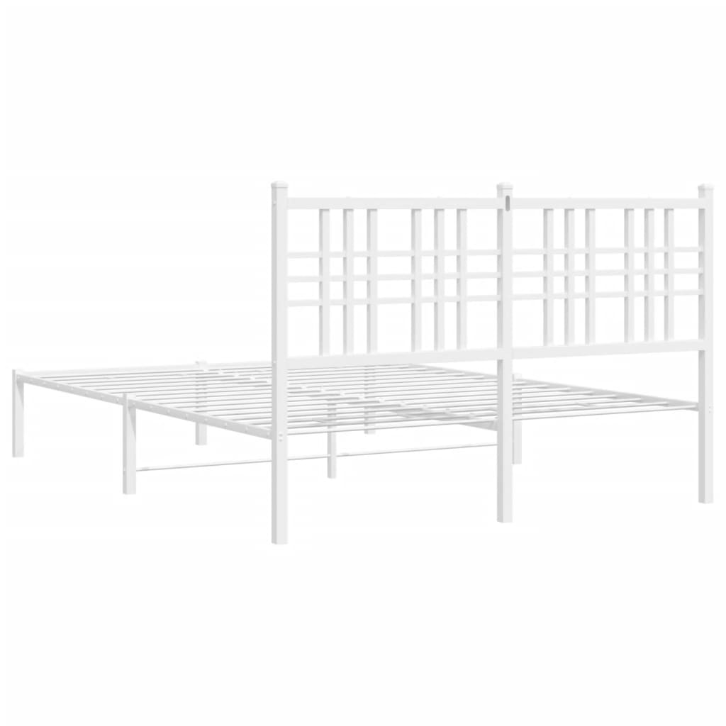 Metal Bed Frame without Mattress with Headboard White 140x190cm