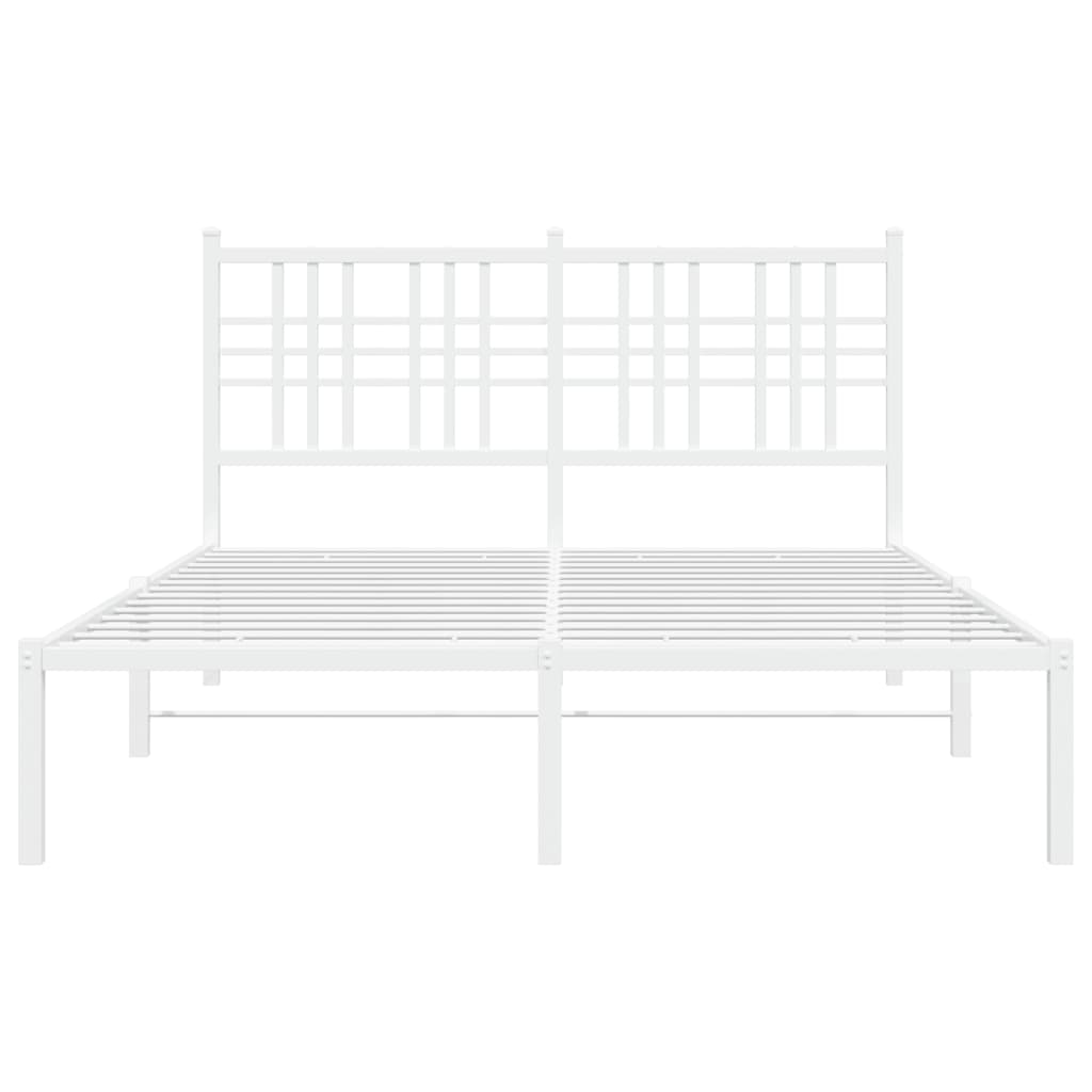 Metal Bed Frame without Mattress with Headboard White 140x200cm