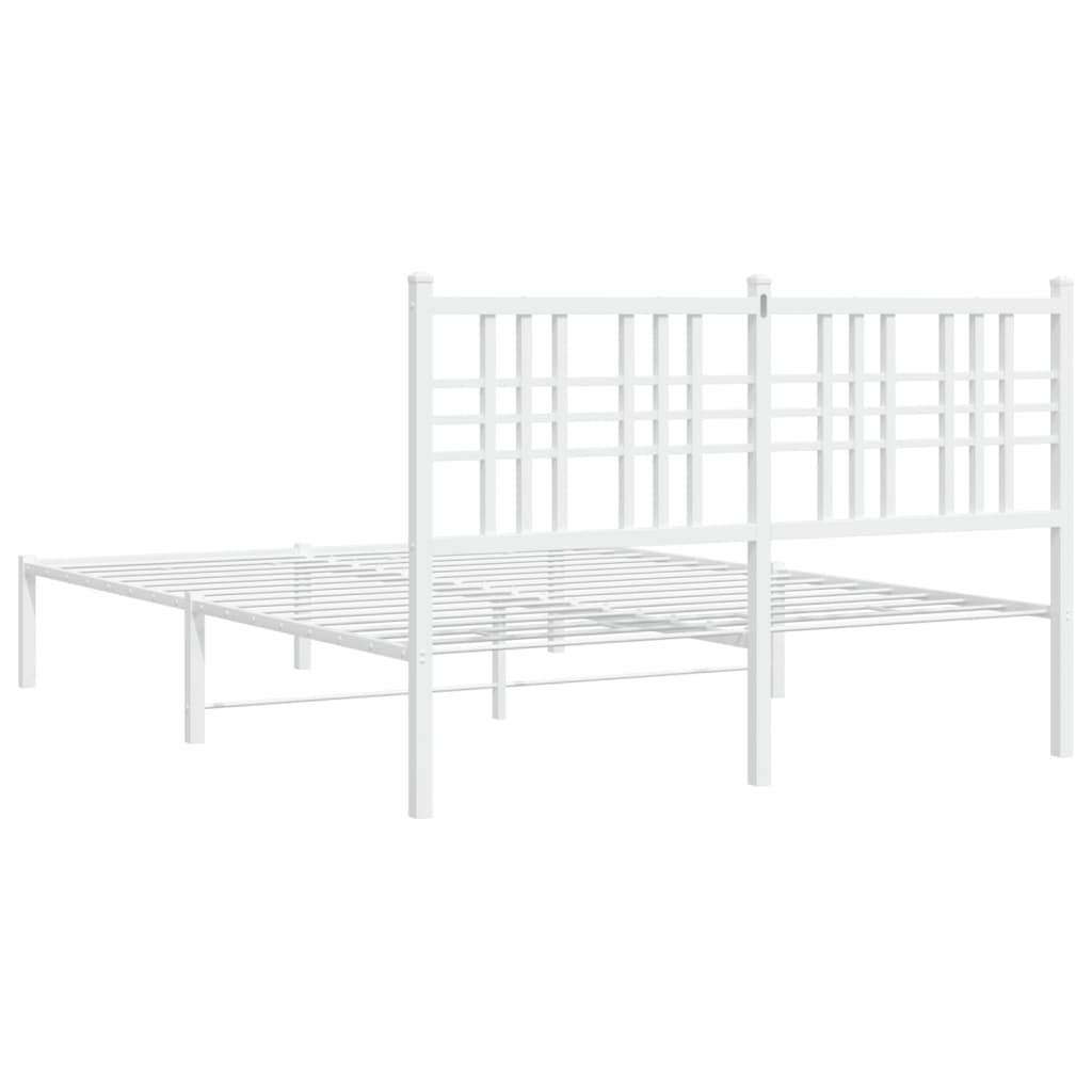 Metal Bed Frame without Mattress with Headboard White 140x200cm