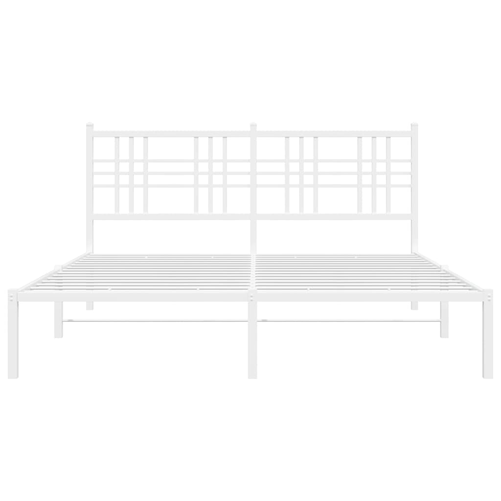Metal Bed Frame without Mattress with Headboard White 160x200cm
