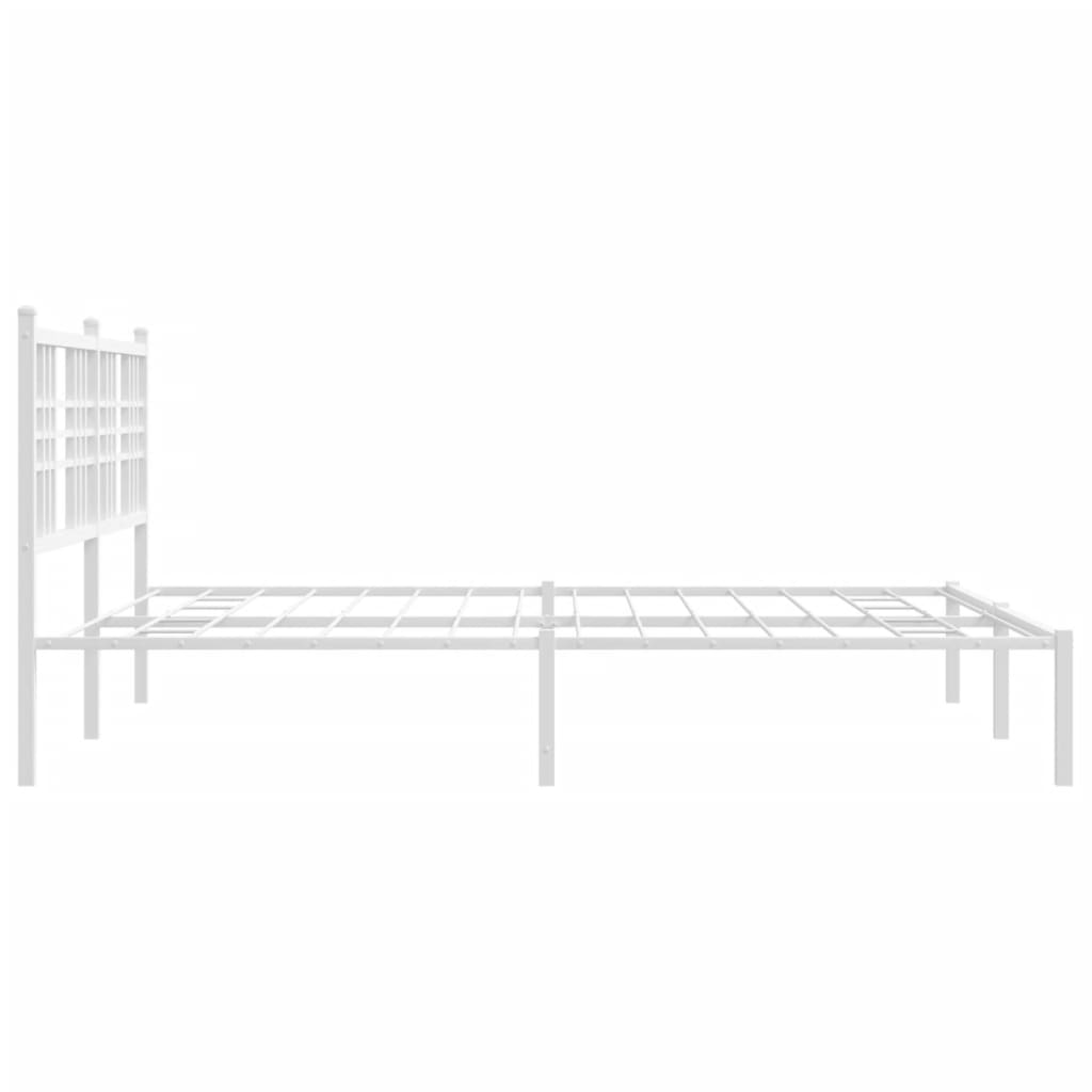 Metal Bed Frame without Mattress with Headboard White 160x200cm