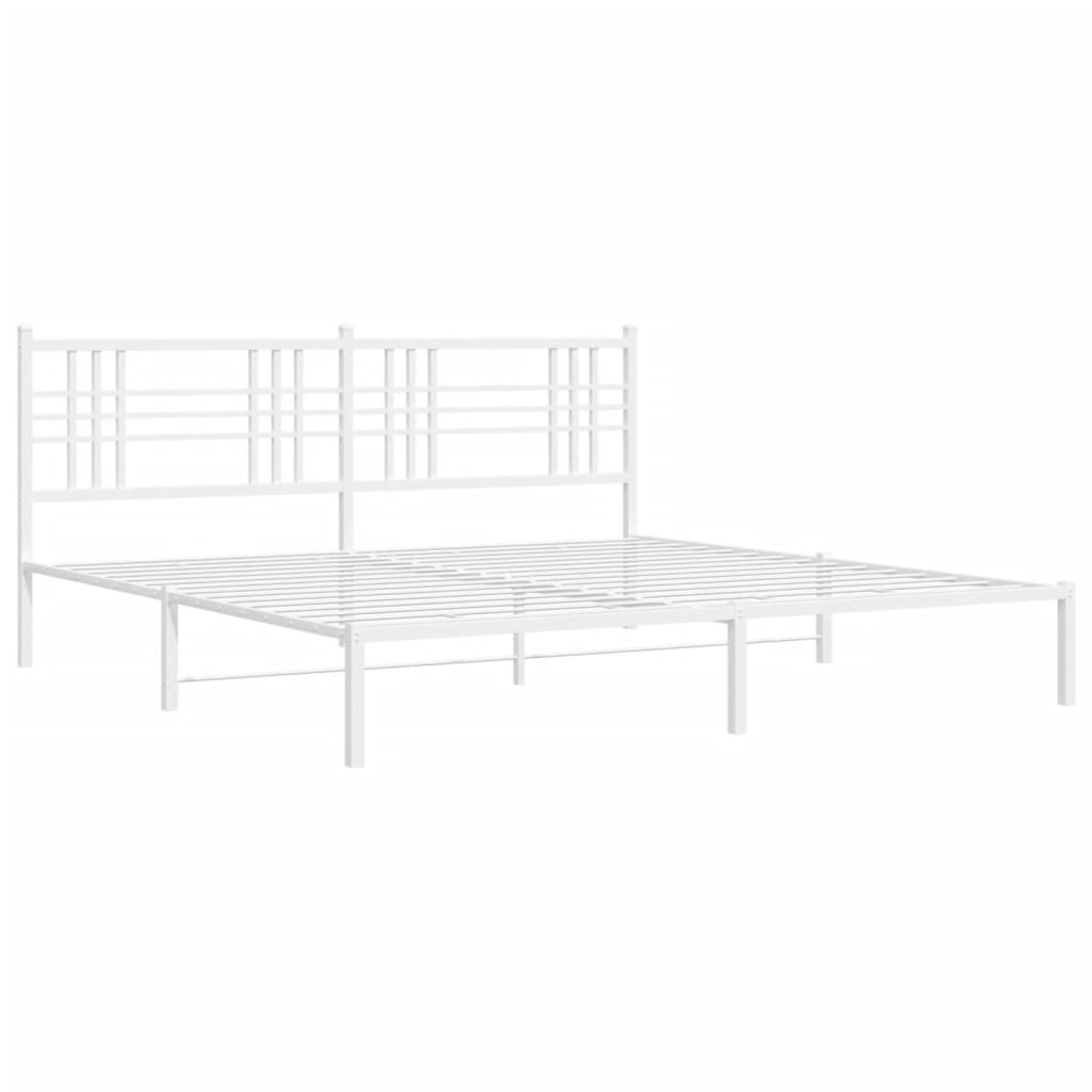 Metal Bed Frame without Mattress with Headboard White 183x213cm