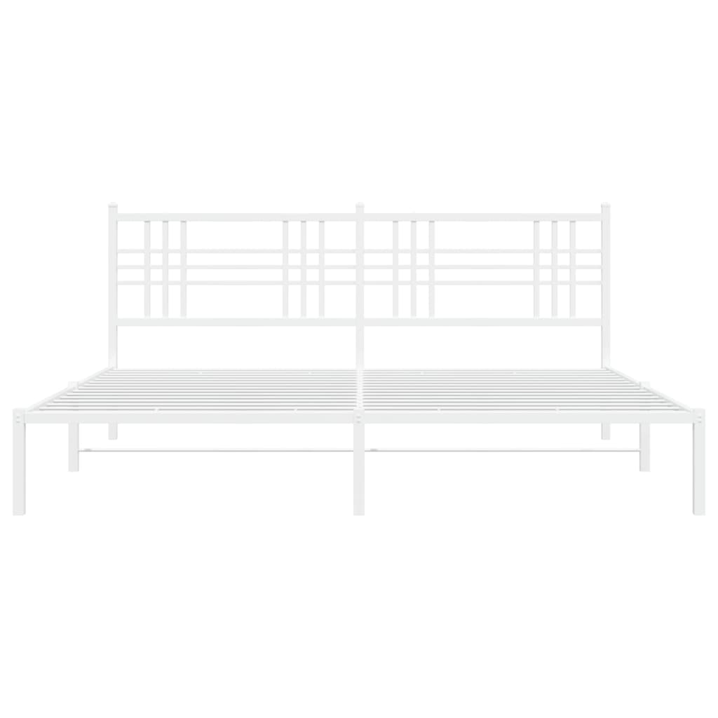 Metal Bed Frame without Mattress with Headboard White 183x213cm
