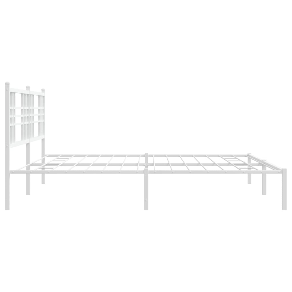 Metal Bed Frame without Mattress with Headboard White 183x213cm