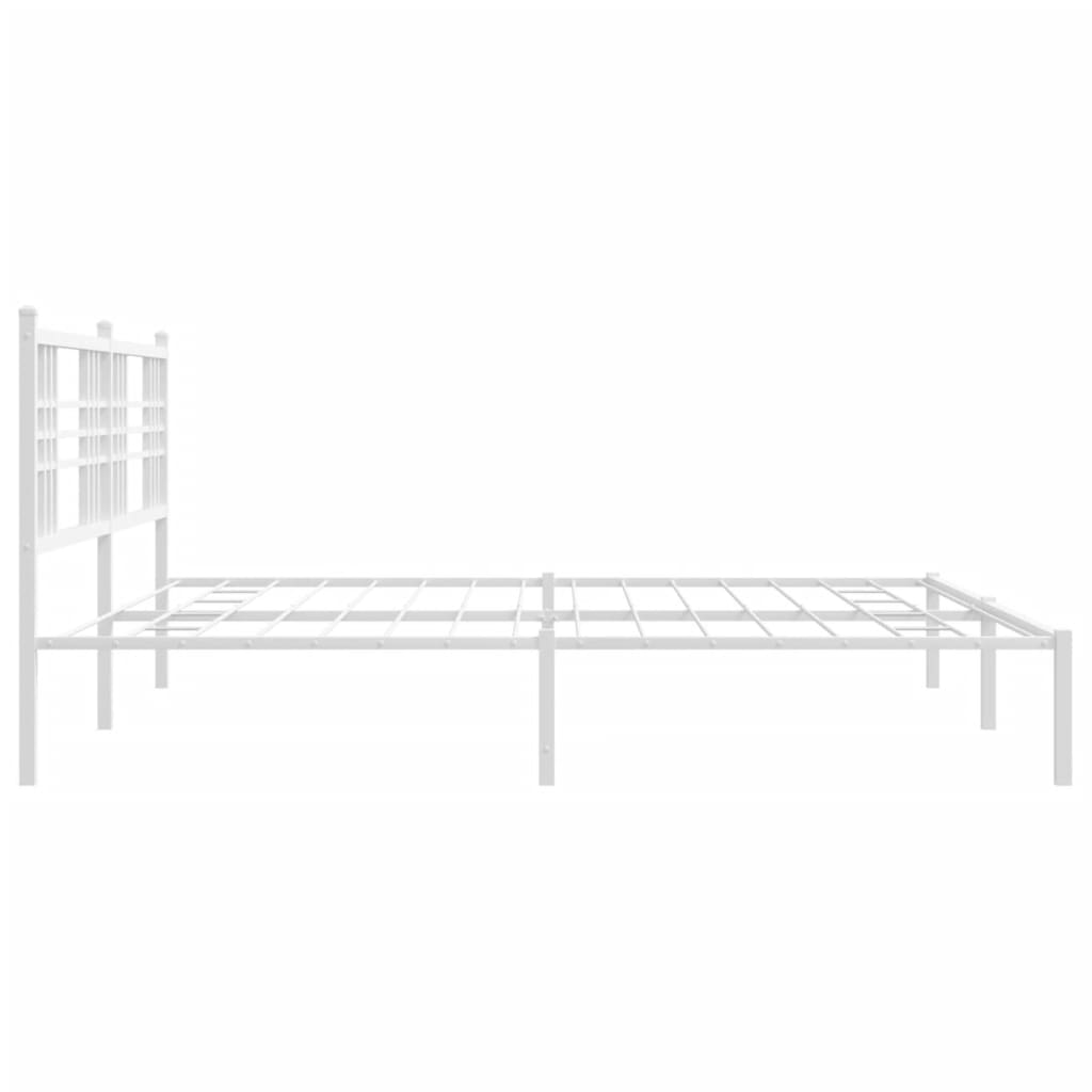 Metal Bed Frame without Mattress with Headboard White 200x200cm