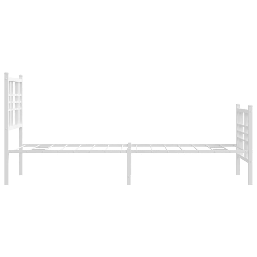 Metal Bed Frame without Mattress with Footboard White 75x190cm