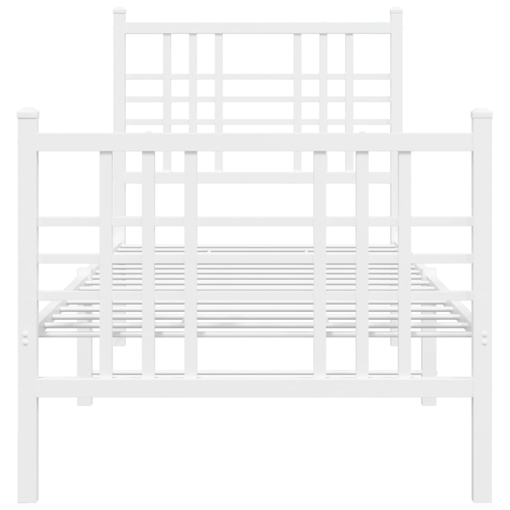 Metal Bed Frame without Mattress with Footboard White 80x200cm