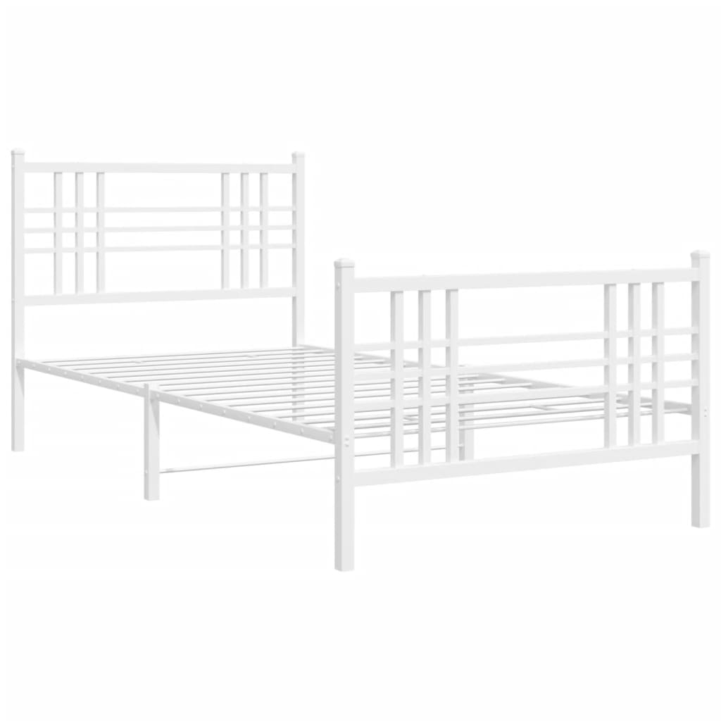 Metal Bed Frame without Mattress with Footboard White 90x200cm