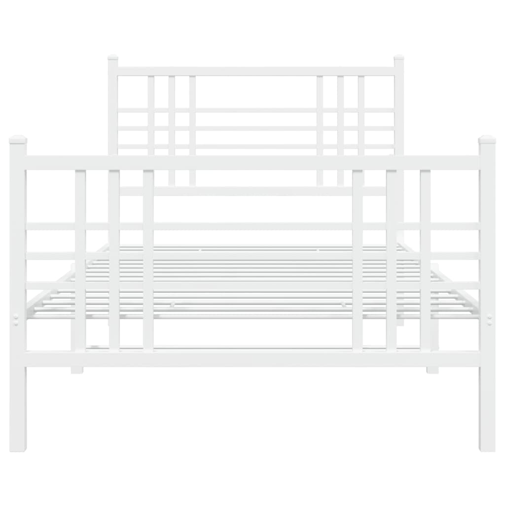 Metal Bed Frame without Mattress with Footboard White 90x200cm