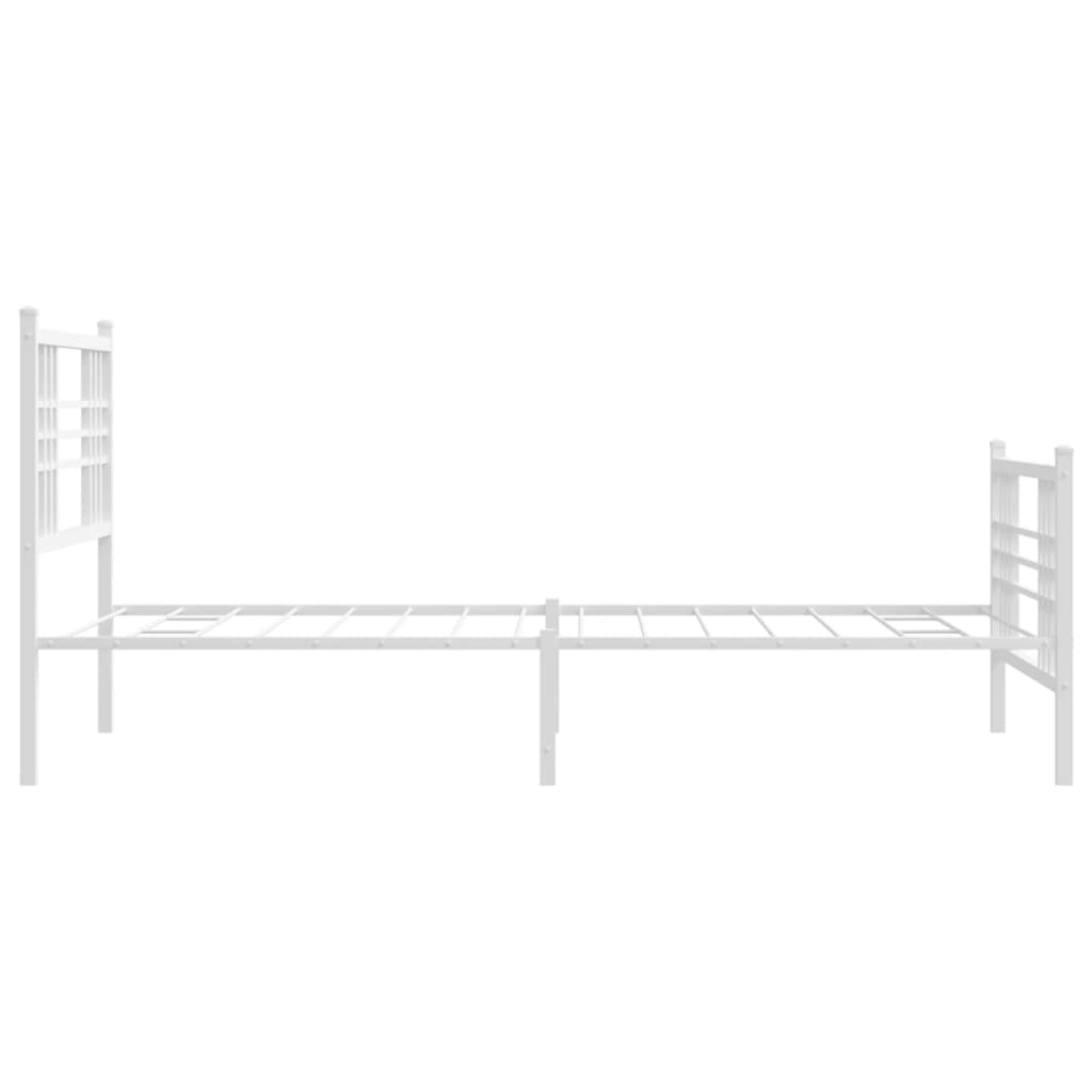 Metal Bed Frame without Mattress with Footboard White 90x200cm