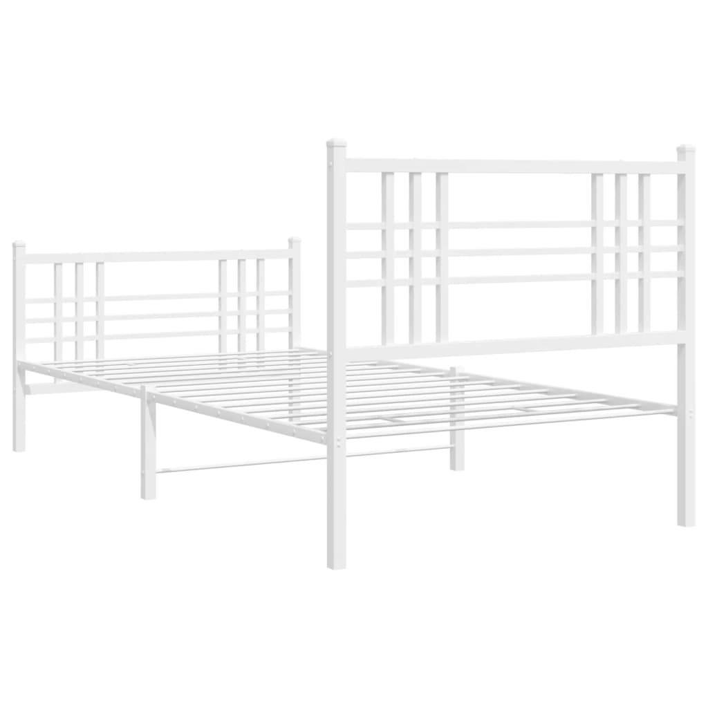 Metal Bed Frame without Mattress with Footboard White 90x200cm