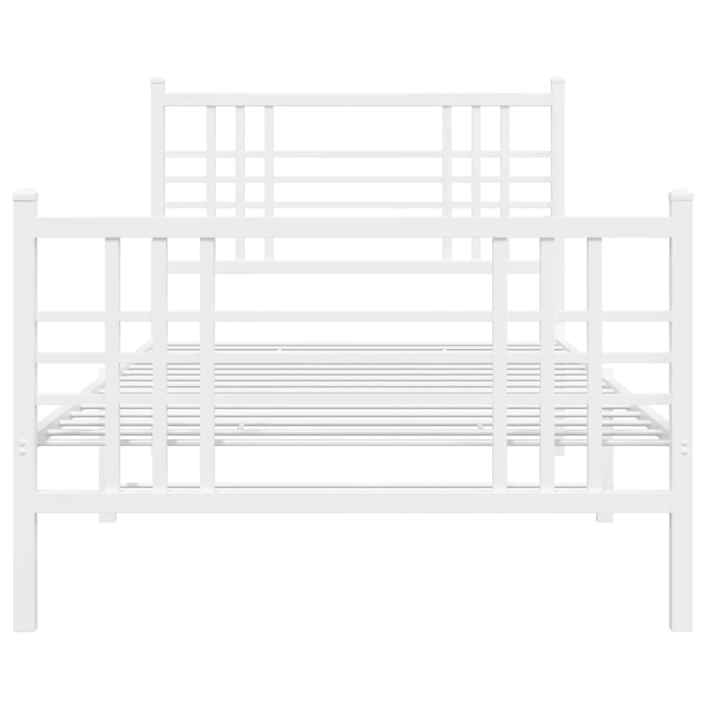 Metal Bed Frame without Mattress with Footboard White 107x203cm