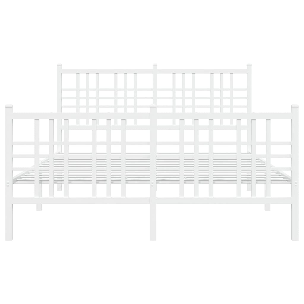 Metal Bed Frame without Mattress with Footboard White 120x190cm
