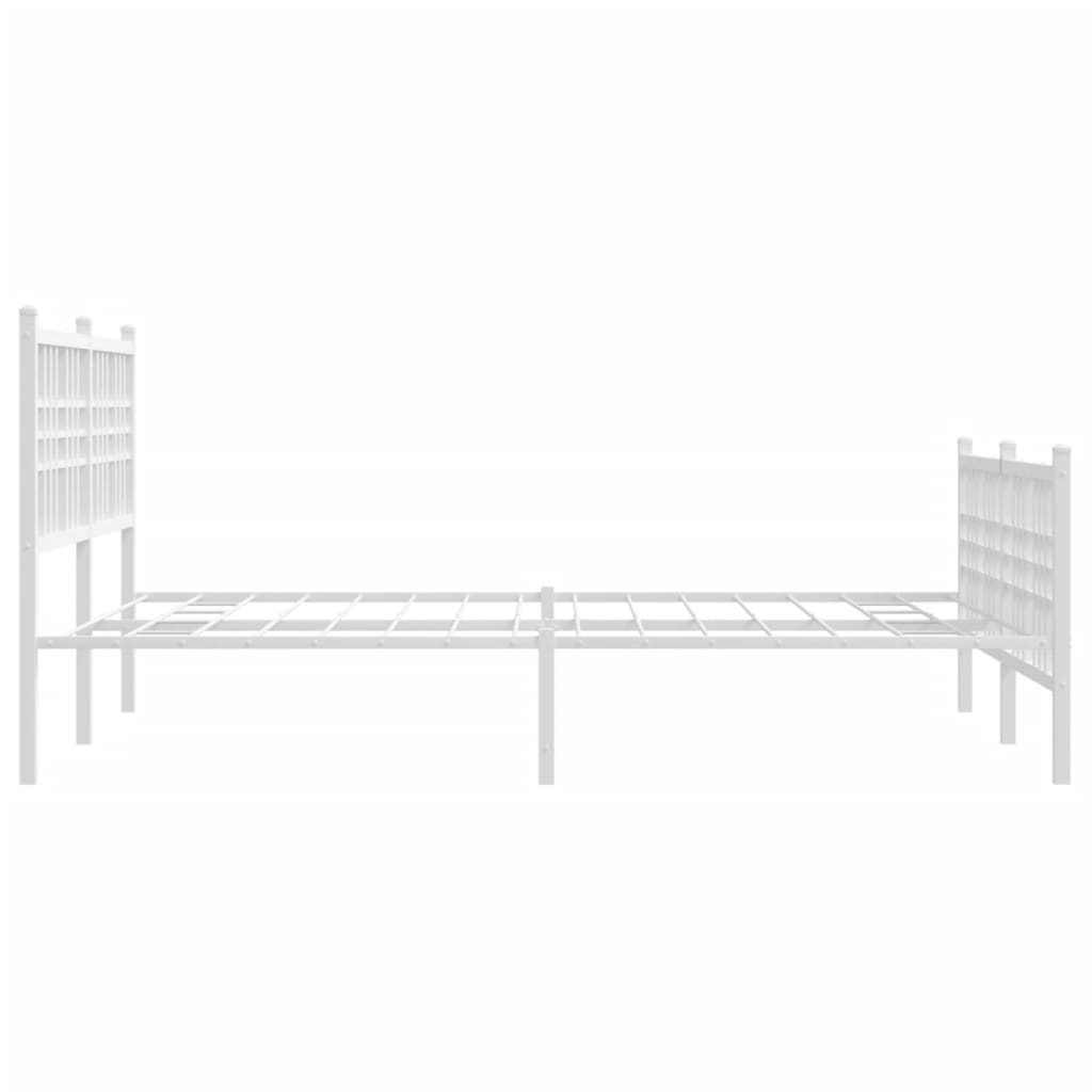 Metal Bed Frame without Mattress with Footboard White 120x190cm